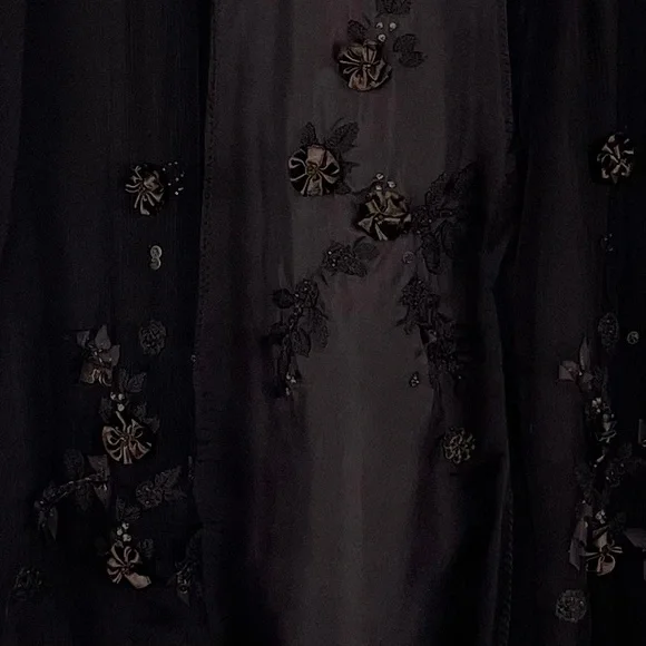 Coldwater Creek Brown Silk Beaded Skirt Size L - Picture 7 of 11